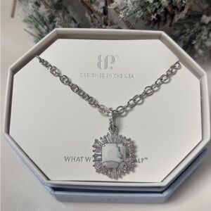 Howlite Pendant on Rhodium